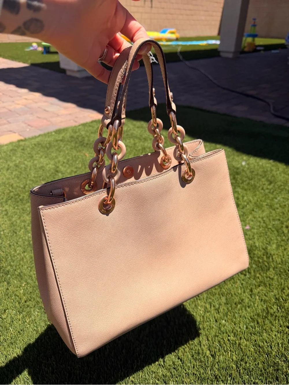 Michael Kors Champagne Chain-Handle Tote Bag